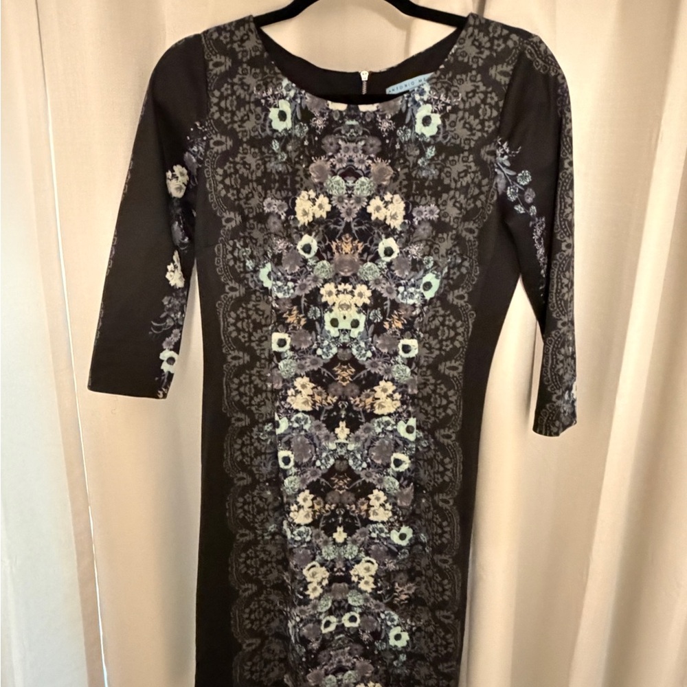 ANTONIO MELANI Black Floral 3/4 Sleeve Dress